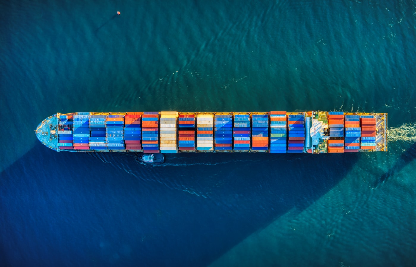 Aerial view of a container ship symbolizing modular microservices