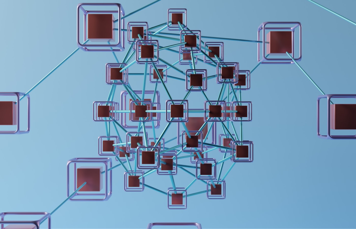 Blueprint-style wireframe sketch representing software architecture planning